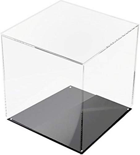 HOKU Holzhäuser Kunststofftechnik Acryl-box mit Deckel/Boden in schwarz .20 x 20 x 20 cm Würfel, Acryl-Behälter mit 5 transparenten Seiten Glasklar