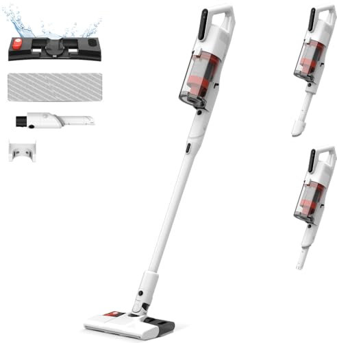 Deerma Aspiradora sin Cable DEM-T20W 2 en 1: Aspira y Friega con 180W de Potencia, Filtro HEPA, Diseño Ligero