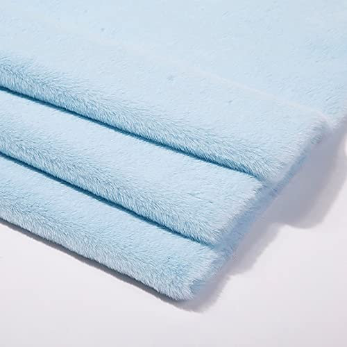 Yimihua Kurzer Plüschstoff Kunstpelzstoff Haarlänge 1cm Flauschiger Stoff Windschutz Fell Stoffe Für Kleidungsdekoration, Nähhandwerk,170 * 50cm (Color:Hellblau)