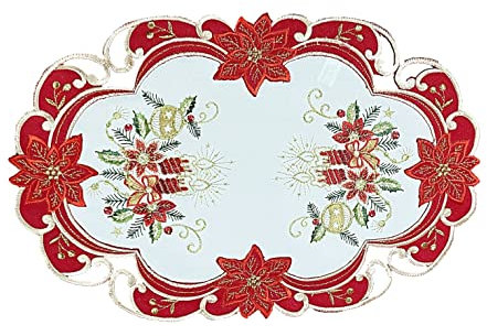 Westernlifestyle Tischläufer Tischdecke Mitteldecke Tischband Weihnachtsdecke Weihnachten gestickt Kerzen rot Weiss (30x45)