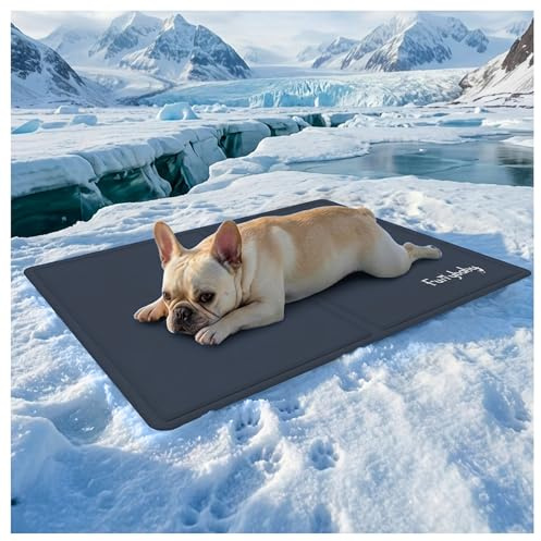 furrybaby Dog Cooling Mat, Pet Bed Dog Mat Self-Cooling Pad Cool Gel Bed Large Dog Cooling Pads Mats, No Need to Refrigerate or Freeze, Apply Indoors Outdoors Car（Grey 40 * 50cm）