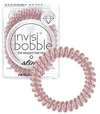 invisibobble Slim Haargummi Pink I 3x Dünne Haargummis Pink für Mädchen & Damen I eleganter Look & starker Halt I designed im Herzen Münchens