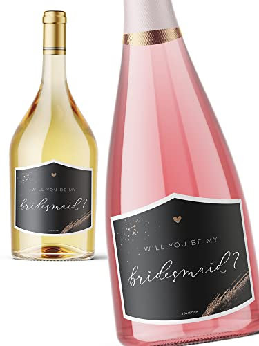 JoliCoon Will You Be My Bridesmaid Bottle Label - Bridesmaid Proposal Gift - Bottle Labels