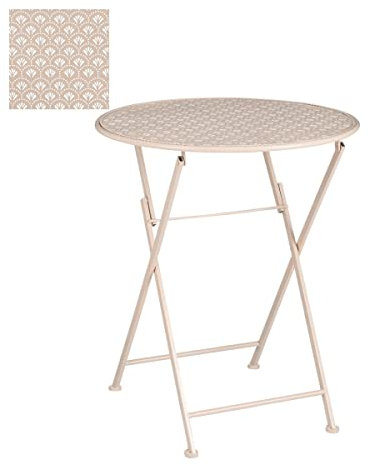 MICA Decorations Table de jardin Yentl - Résistante aux intempéries - Fer rose - H 70 x Ø 60 cm - Table pliante