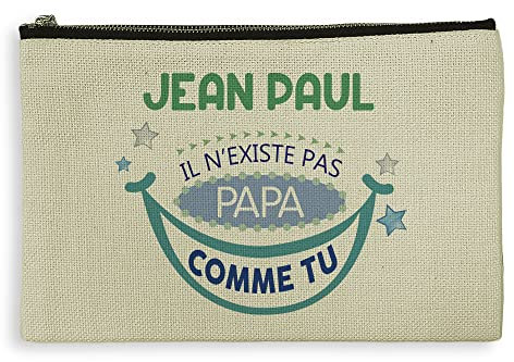 Trousse Personnalisable. Pochette Personnalisable. Trousse de Toilette Homme. La Fête des Pères. Cadeaux Personnalisés Homme. Tissu de Type Lin. 15 x 24 cm. Différents modèles.Papa NINGUNO_FR