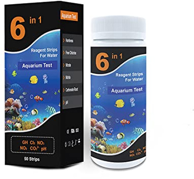 6 in 1 Aquarium Test Strips, Fish Tank Pond Test Strips for Freshwater and Saltwater, Aquarium Testing Kit to Test 6 Essential Water Quality Parameters in Less Than 60 Seconds
