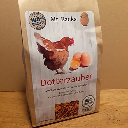 Mr Backs Dotterzauber für Geflügel - 250 g - Eine Mischung aus Kräutern und Blüten für einen schmackhaften und perfekt gelben Eidotter bei Hühnern, Wachteln und Legehennen