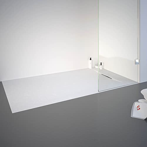 Schulte receveur de douche 80 x 160 x 3,2cm, blanc, effet pierre ultra léger (19.4 kg), rectangulaire, extra plat à poser ou à encastrer, bac douche, antidérapant classe B DIN 51097