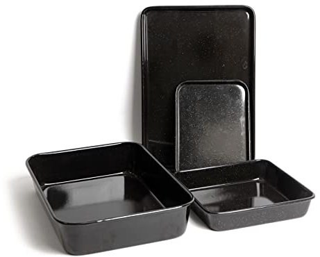 MasterClass 4 Piece Vitreous Enamel Bundle of Baking Trays and one Roasting Pan