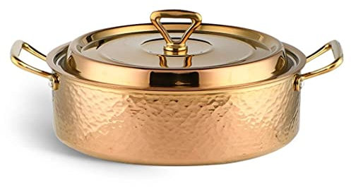 Fondue-Fritteusen Große Töpfe zum Kochen von Haushalts-Mandarinenten-Topf 304 Edelstahl Material speziell für Induktionsherd verdicken Hot Pot Commercial Shabu (Color : Gold, Size : 26 * 8.5