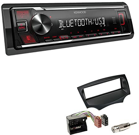 Kenwood KMM-BT209 1-DIN Autoradio Media Receiver Bluetooth USB AUX mit Einbauset passend für Ford KA ab 2008 schwarz