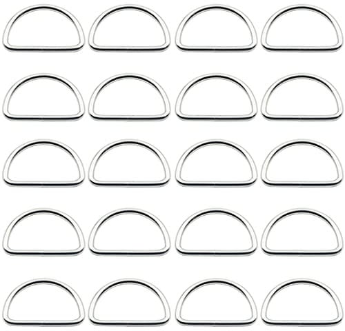 LEMONSTONE 20 Stück Metall D Ringe 20mmx3mm, Halbringe Silber D Ringe, für Tasche, Schnalle, Gurte, Rucksack, Bastelzubehör