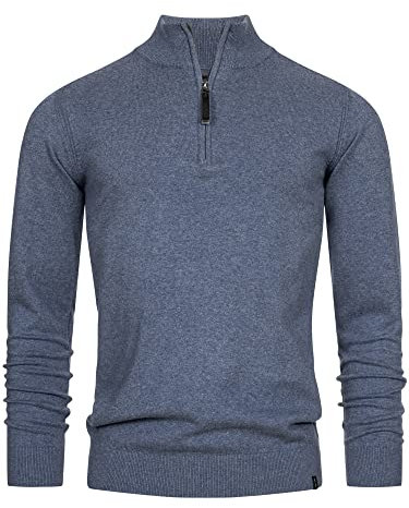 Indicode Herren Gore Pullover aus 80% Baumwolle mit Stehkragen | Strickpullover für Männer China Blue Mix, M