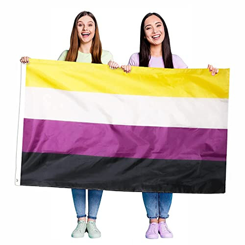 Non-Binary Flag LGBTQ - 20 Stück - Pride Fancy Dress Dekoration - 1,5 m x 0,9 m große Flagge mit Ösen - Stolz Festivals und Feiern - Straßenfeiern
