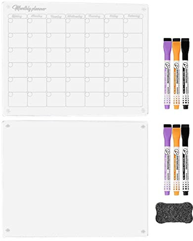 Calendario magnético acrílico para nevera, calendario mensual de 40 x 30 cm, calendario magnético para nevera, bolígrafos acrílicos, pizarra blanca, calendario de fácil limpieza para refrigerador y