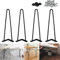 10 Inch Metal and Industrial Hairpin Legs 25cm Black DIY Hairpin Table Legs Sturdy 2 Rod Modern Furniture Legs Heavy Duty 10mm Steel Hairpin Legs with Screws and Floor Protector Feet, Set of 4