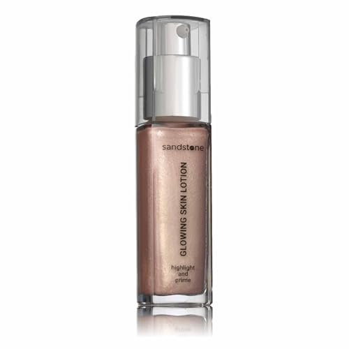 Sandstone Scandinavia Glowing Skin Lotion | Hypoallergener Make up Highlighter Gesicht | Illuminating Primer | Hypoallergen flüssig Highlighter | Gesicht und Body Glow | Pflegende Make-up Basis