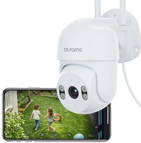 blurams Security Camera Outdoor, 2K CCTV Cameras House Security, IP66 WiFi Camera 360° Pan/Tilt, Color Night Vision, Motion/Sound Detection, 2-Way Talk, Siren, Cloud&SD, Works with Alexa(2.4GHz Only)