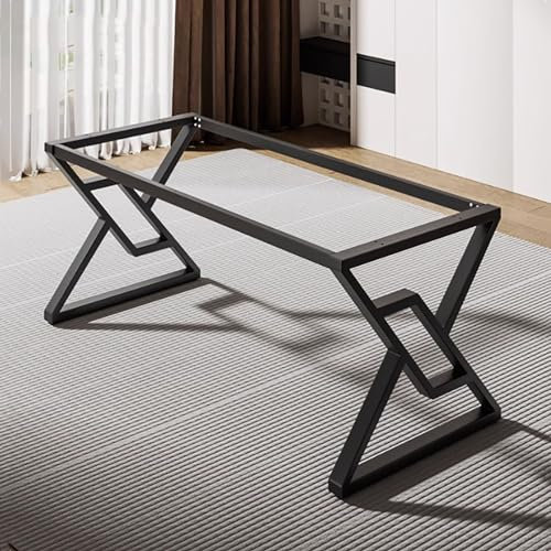 AKOGG Pied De Table Metal Reglable,Pied De Bureau,Pieds De Meubles en Acier,Pied Table A Manger,Pied De Table Basse,Cadre Moderne Pied De Bureau avec Vis Et Protecteurs De Sol,Noir/Blanc (Color : Bla