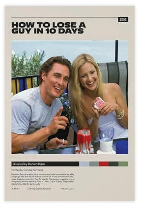 MEZUMI Leinwandposter How to Lose A Guy in 10 Days, Wandkunst, Dekor, Bild Gemälde für Wohnzimmer, Schlafzimmer, Dekoration, ungerahmt, 50 x 75 cm