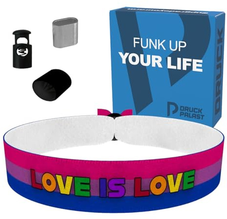 Bisexual - Love is Love bunt Stoffarmband - Wasserfest & langlebig - Unisex Pride Armbänder - LGBTQ Geschenke - Regenbogen Schmuck - Unterstützung für Vielfalt - Handgemacht