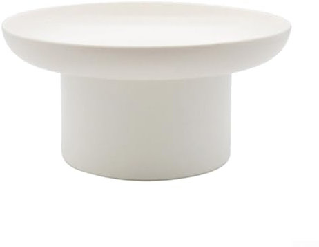 Decorative Tray Round Perfume Plate Candle Tray, Non Slip Tableware Round Serving Tray Food Tea Platters for Coffee Table(White S)