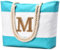 oscaurt Strandtasche Initiale Tote Bag Damen Shopper Tasche Personalisierte Handtasche Weekender Faltbare Schwimmtasche Badetasche Kosmetiktasche für Strand Reise