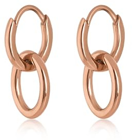 Akitsune Unity Ohrring für Damen | Eleganter 316L Edelstahlohrring für Frauen | Wasserfest und Antiallergen | 1,30 cm lang | Ketten Creolen | Rosegold