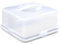ANGIX 1 x Square Cake Box with Handle, 4 Locking Clips, Portable Cake Container, Clear Plastic Cake Carrier, Transparent Cake Holder with Lid for Transporting, Storing & Displaying Cakes