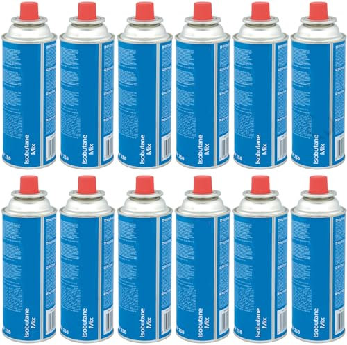 KROWN - Pack de 12 Cartuchos de Gas Butano Camping Gas 227g para Hornillos Quemadores, Cartucho de Gas para Camping CPZ-250, Bombonas Mezcla Isobutano (12 Cartuchos)