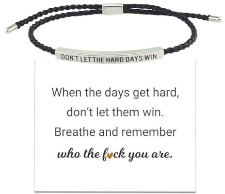WSRRDRECVHi Braccialetto da donna con scritta in inglese Don't Let The Hard Days Win, braccialetto regolabile in corda intrecciata incisa, bracciale motivazionale, bracciale ispiratore, regalo per