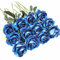 Blumenkranz Fahrradkorb Dekostrauß Samtstoff Rose Blumendeko Plastikblume Dekoblume Rose (Blue, One Size)
