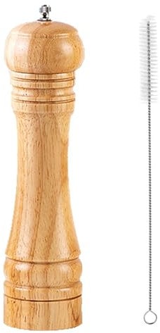 BINHAI Moulin à poivre en bois - Moulin à poivre réglable, design classique, durable et élégant - Ustensile de cuisine pour épices fraîches, sel, parfait pour la cuisine et la salle à manger, 20,3 cm