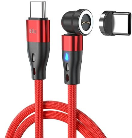 BITHAI 7Pin 60W USB C Magnet Ladekabel 1m 360 &180 Magnetisches Schnellladung USB C auf Typ C Magnetkabel für Typ C Laptop Tablet Smartphone