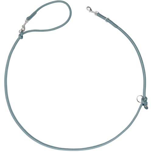Hunter Verstellbare Hundeführleine SOHO Round MINI, Farbe: hellblau, Rindsleder, 3-Fach verstellbar, weich & geschmeidig, leicht & robust, für kleine Hunde & Welpen, Made in Germany, Größe: 6/200
