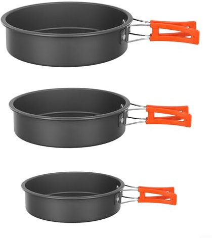 Poêle à frire de camping légère et antiadhésive avec poignée pliable pour camping en plein air, pique-nique, randonnée (taille S)