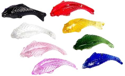 PRETYZOOM 8 Piezas Adornos de Pescado Animal acuático en Miniatura Figura de Dorado Mini Carpa Figuritas de Peces de Cristal Decoración de Peces de Cristal Figura de de Cristal