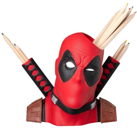 Grupo Erik: Portapenne Deadpool | Porta Penne Marvel Deadpool in resina 18 x 16 x 16 cm, Portapenne simpatico da scrivania, Deadpool e Wolverine Gadget, Deadpool Gadget Ufficio