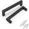 DANVICE 10 Pack Kitchen Door Handles - 160mm Hole Centre Flat Black Cabinet T Bar Handle - Stainless Steel - Cupboard (Screws Included) - Black Matt