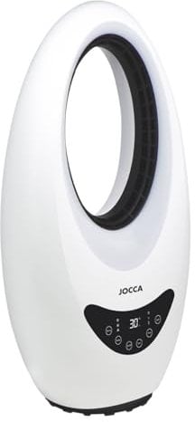Jocca Ventilador Calefactor Sin Aspas Frío y Calor 2000W con Mando a Distancia | Control Táctil y Oscilación | Luces LED 4 Colores | Termostato Regulable 15-40°C | Temporizador