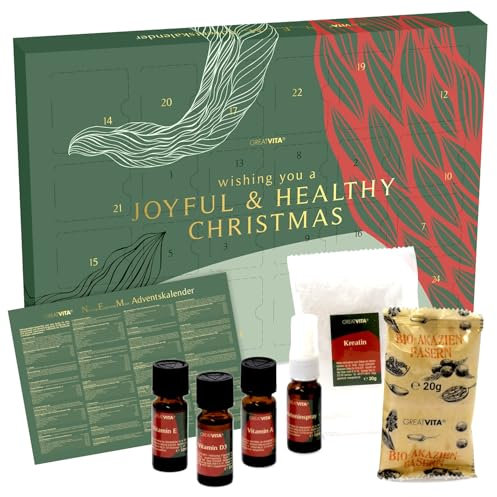 Nahrungsergänzungsmittel Adventskalender 2024-24 hochwertige Vitalstoff-Überraschungen | Vitamine, Mineralien, Superfoods - ideal für eine gesunde Weihnachtszeit | Gym Adventskalender - Geschenkidee