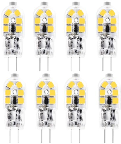KUNKA T3 G4 LED Birne -Bi-Pin Sockel JC T3 Halogen Glühbirne- 20W Äquivalent, 360°, Kein Flackern, Stiftsockellampe Glühbirnen 12V AC/DC MR11 G4/GU4/GZ4 Bi-Pin Sockel (Kaltweiß 6000K, 8er-Set)