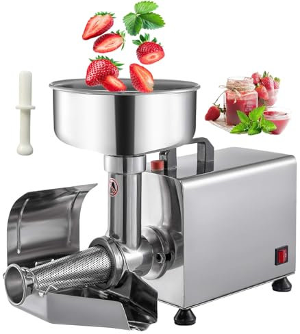 pedenencelia Electric Tomato Strainer,450w Stainless Steel Sauce Maker Machine,4 Rubber Support Legs,Easy Installation,225 Mm Feed Inlet Diameter,With Filter, Auxiliary Pressing