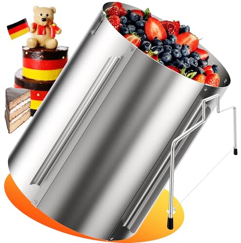 Menz Tortenring verstellbar hoch 30 cm + Tortenschneider - Edelstahl Set, 2-teilig - Hochwertiges Torten-Zubehör, Backzubehör, Backset für formvollendete und kreative Torten