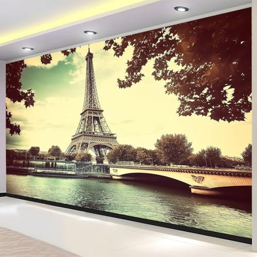Luowenji Papier Peint Panoramique Paris 200x140 cm 3D Papier Peint Intissé Paysage Photo Trompe l'oeil Poster Grand Mural Salon Chambre Enfant Chambre Décoration Murale a.1554