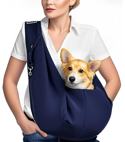 CUEMOON Reisetasche für Hunde, Transporttasche für Spaziergänge und im Freien, für Hund/Katze bis 7,5 kg,Dunkelblau