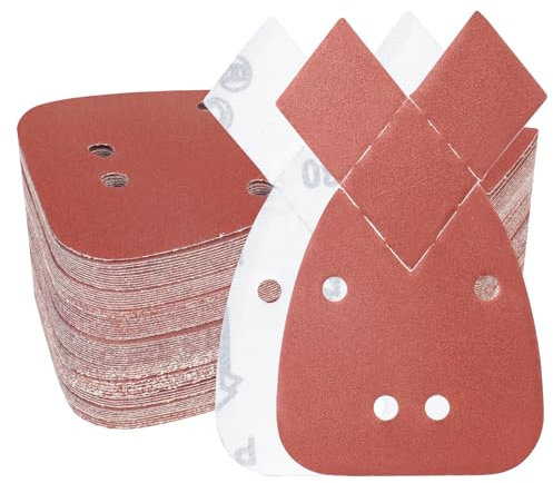 PMIQSA 100 Pièces Feuilles Abrasives Triangles Feuilles de Ponçage 180 Grain Papier Abrasif Triangles de Ponçage Fit Black and Decker Papier Abrasif pour Ponceuse