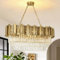 AOOCHOK Modern Kristall Kronleuchter Gold Pendelleuchte, Oval Kristall Hängeleuchte, Häengelampe für Wohnzimmer, Esszimmer,Schlafzimmer, Restaurant, E14 x 8, 80x35cm