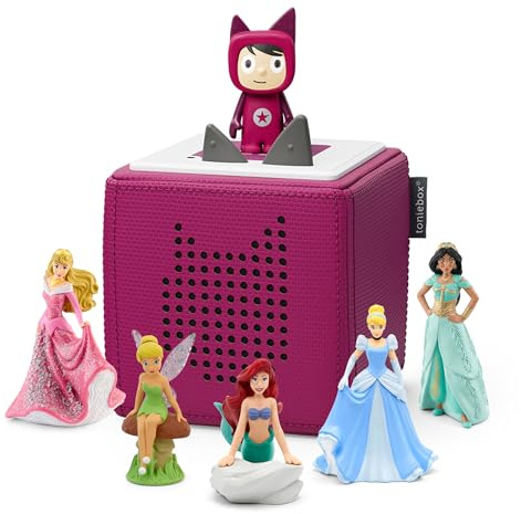 tonies Ultimate Disney Princess Purple Toniebox Kit de démarrage avec 1 Tonie, Jasmin, Fée Clochette, Cendrillon, La Belle et la Bête et la Petite Sirène Tonie Personnages