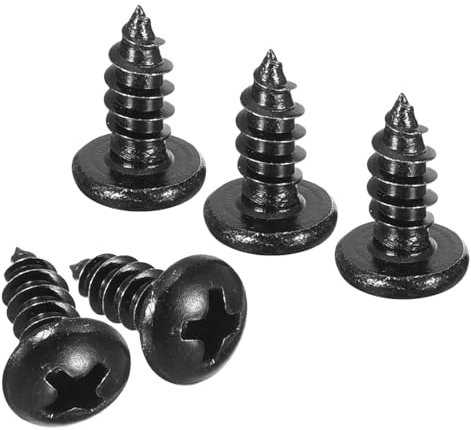TA-VIGOR 100Pcs Self Tapping Screws, M4 Phillips Pan Head Screw, 10mm Round Head Tapping Screws, Stainless Steel Machine Wood Fasteners Bolts for Wood, Drywall, Furniture, Repairing, Black
